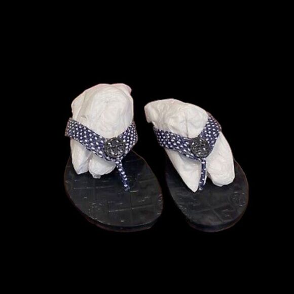 Tory Burch Thora Polka Dot Snake Print Sandals Womens Sz 9 Ultramarine - Picture 2 of 9